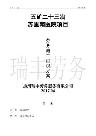 苏里南医院项目劳务施工组织方案