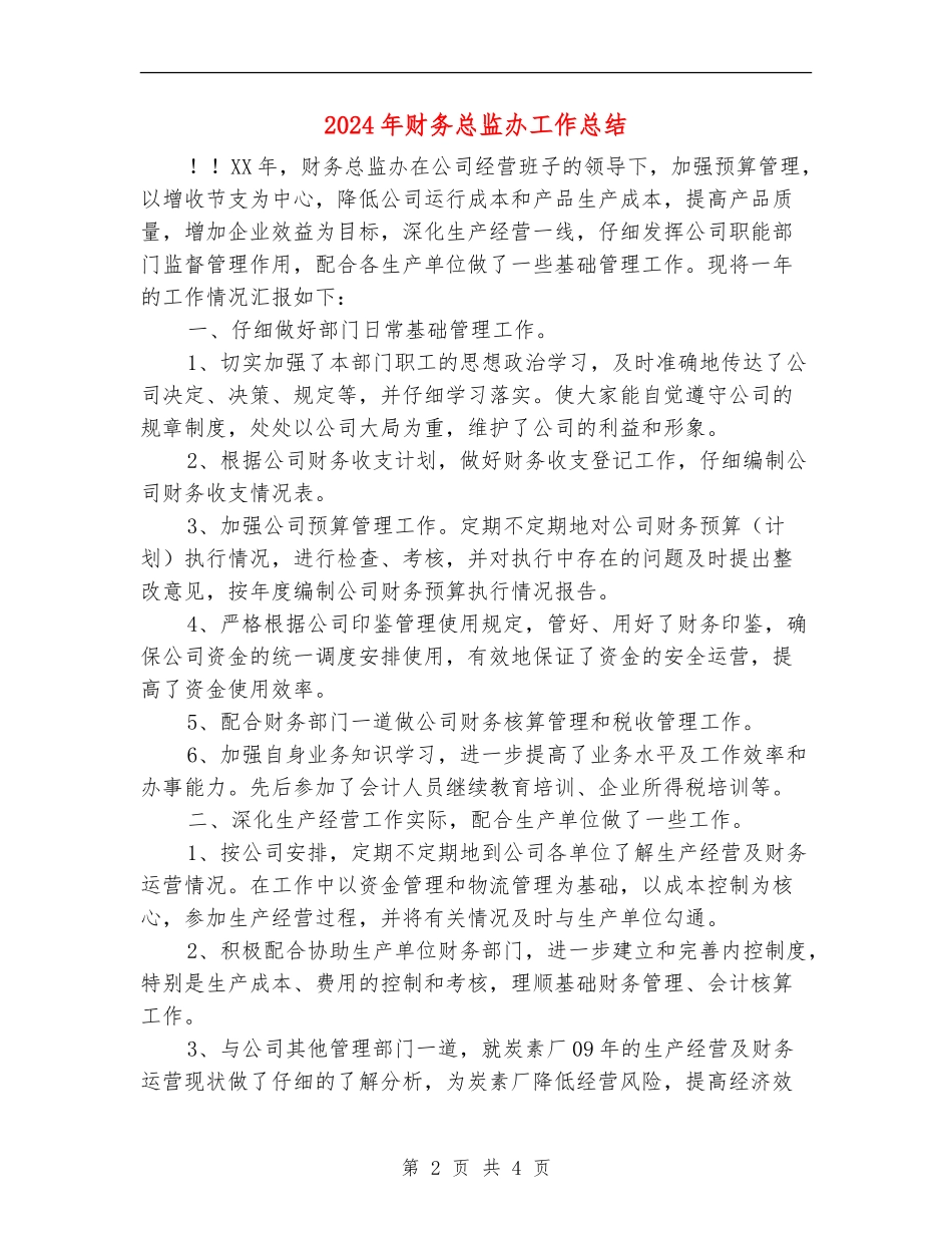 2024年财务总监办工作总结_第2页