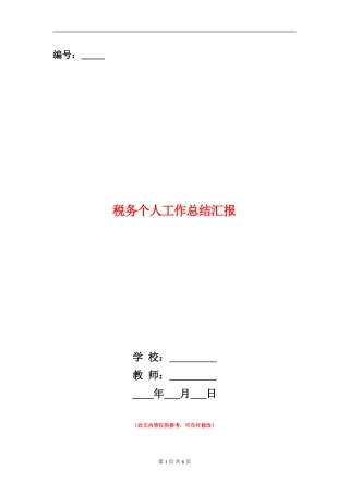 税务个人工作总结汇报