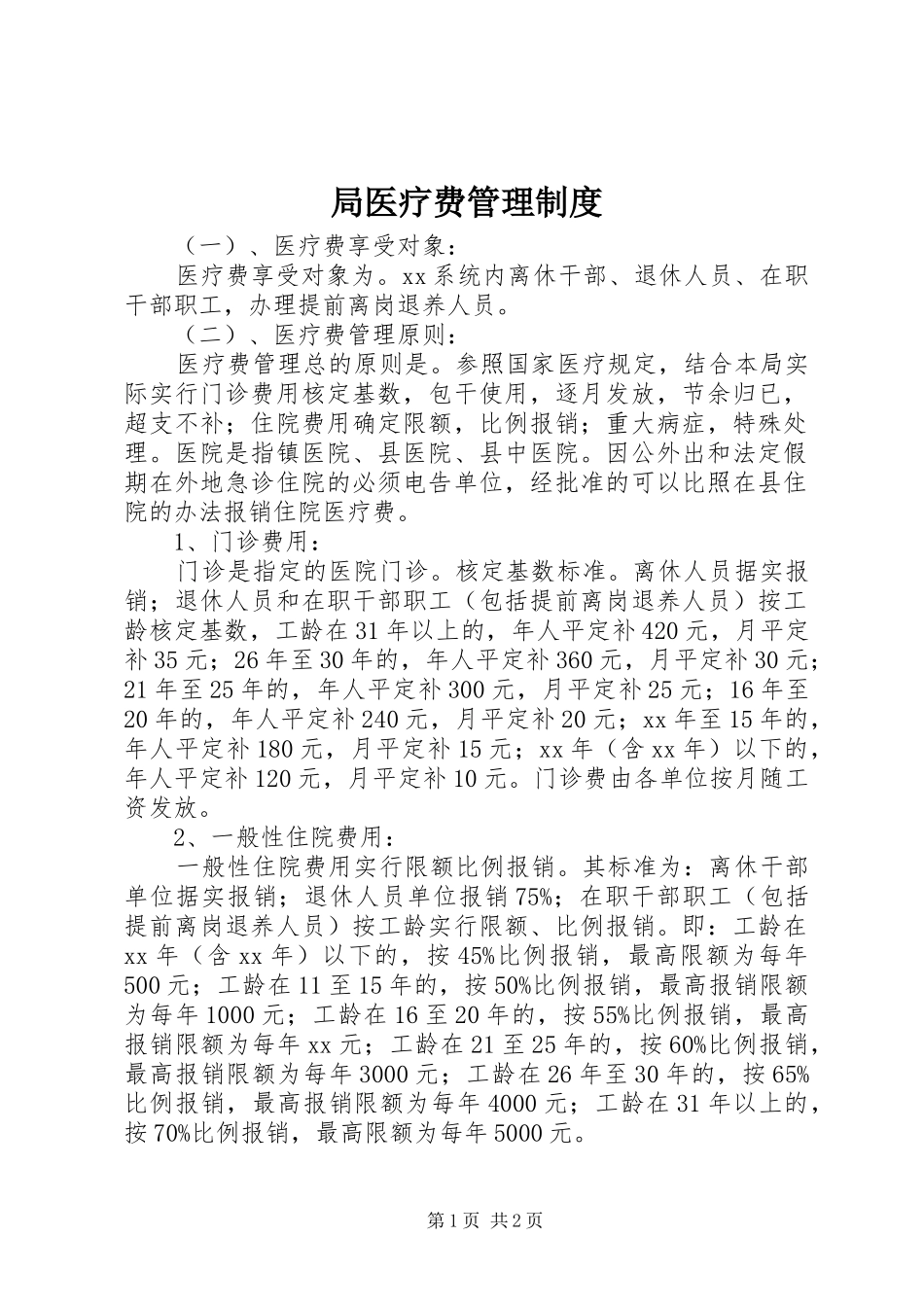 局医疗费管理规章制度 _第1页