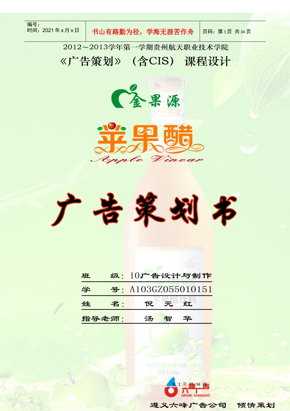 苹果醋广告策划书_第1页