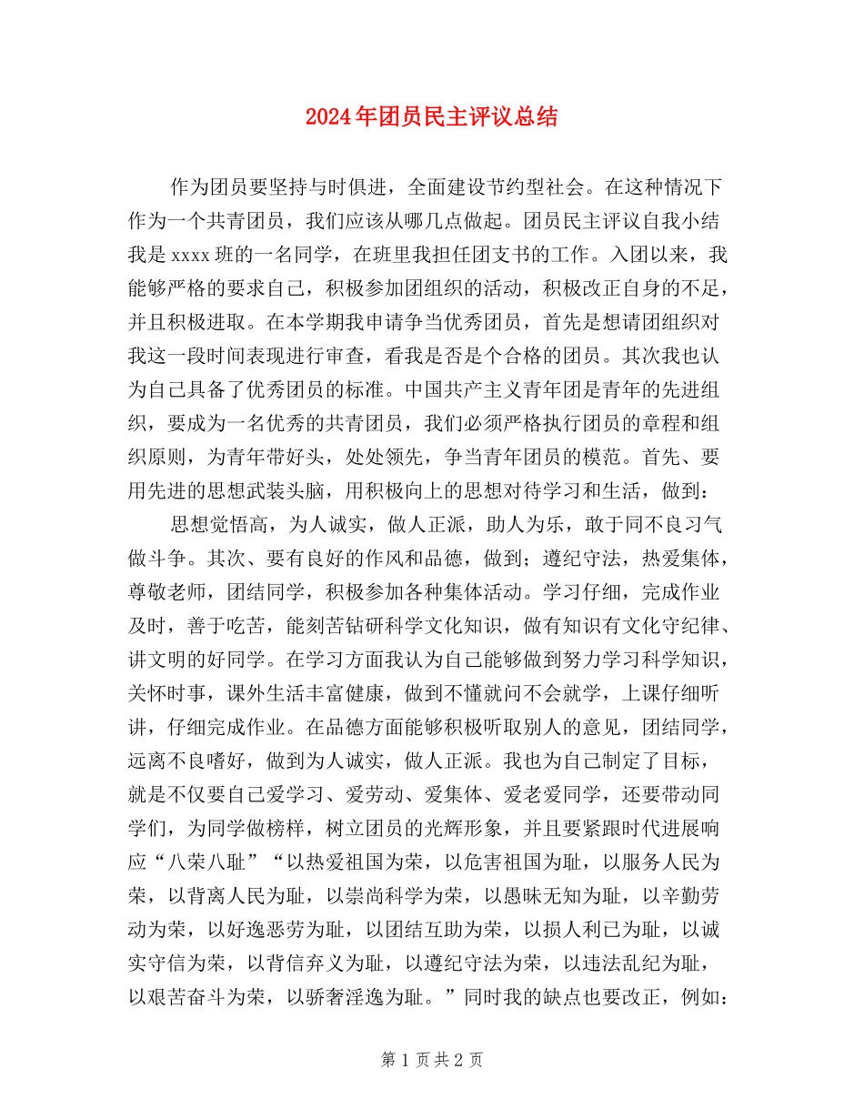 2024年团员民主评议总结_第1页