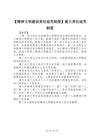 精神文明建设责任追究规章制度重大责任追究规章制度