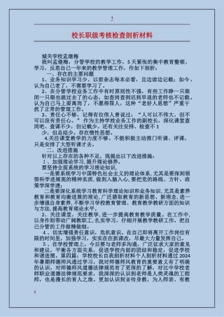 校长职级考核检查剖析材料