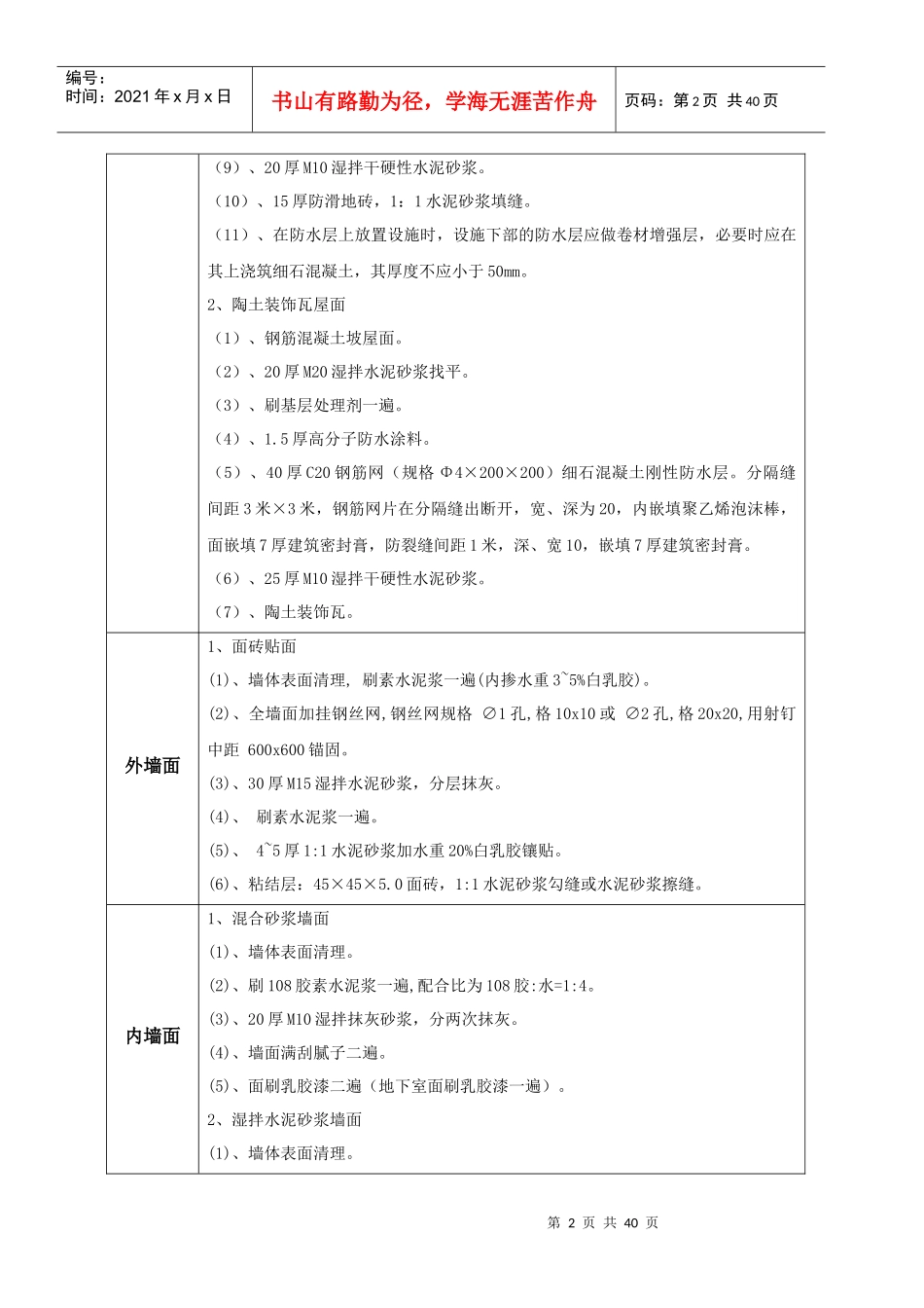 菠萝山项目建筑装饰装修施工方案_第2页