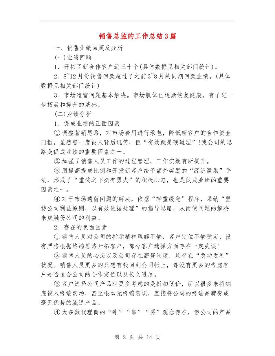 销售总监的工作总结3篇_第2页