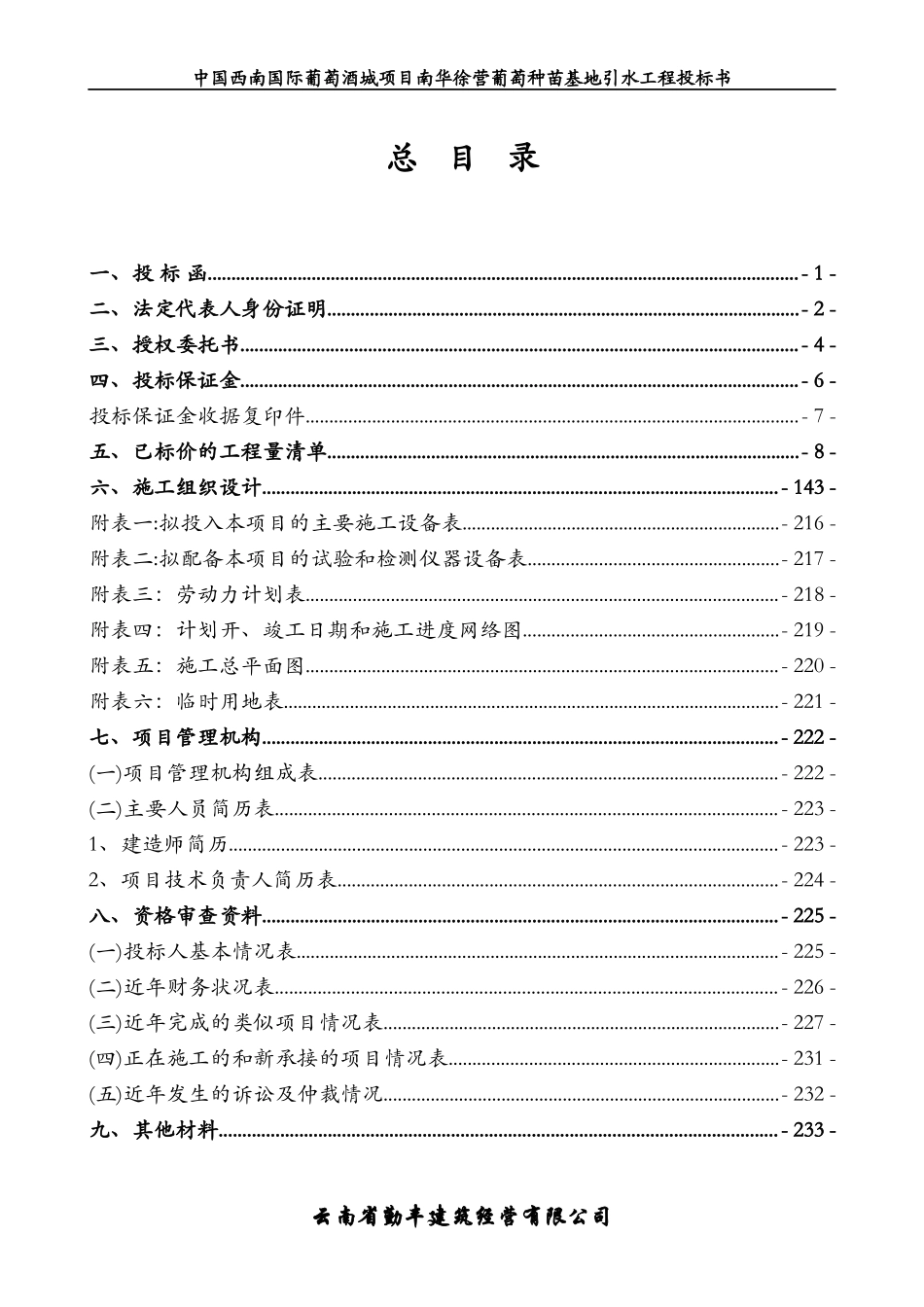 葡萄园引水工程-投标书(云南省)_第1页