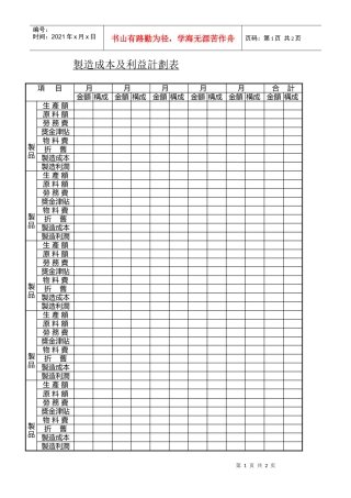 製造成本及利益計劃表