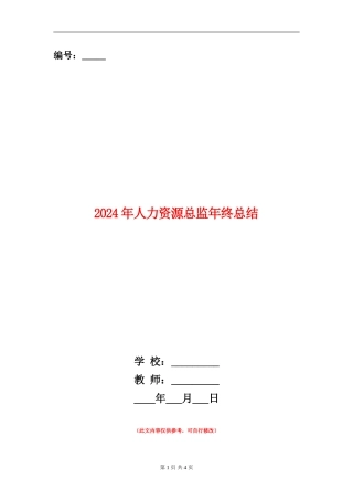 2024年人力资源总监年终总结【新版】
