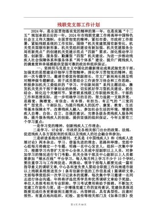 残联党支部工作计划