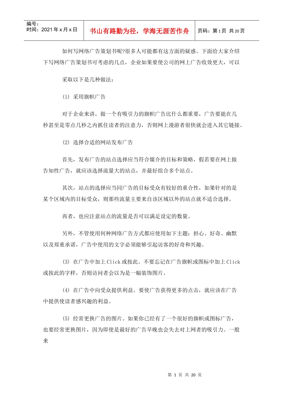 网络广告策划书_第1页