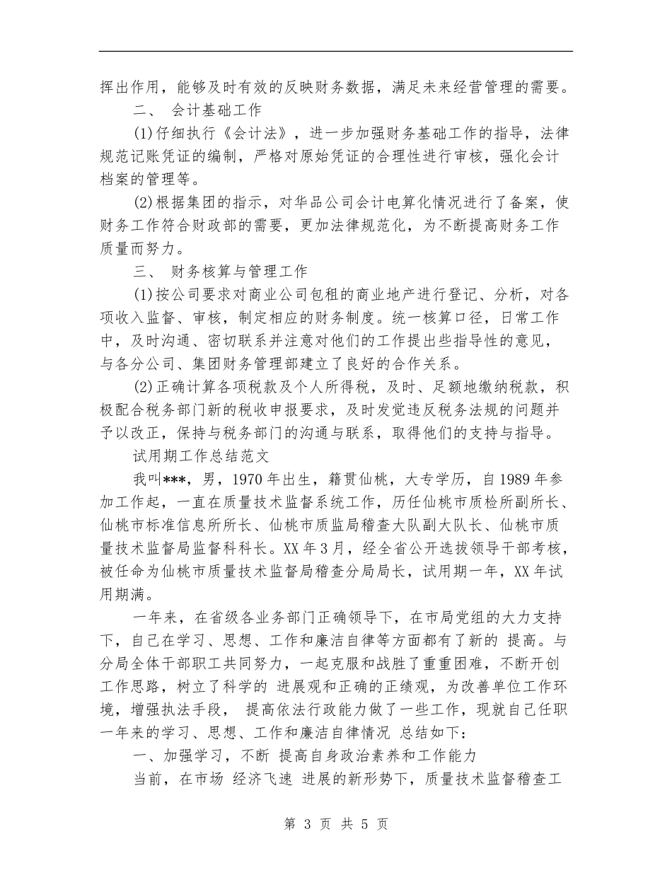 2024年3月财务试用期转正工作总结范文_第3页