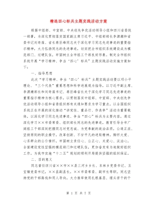 四心标兵主题实践活动方案