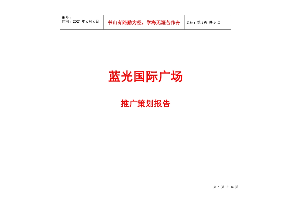 蓝光国际广场推广策划报告_第1页