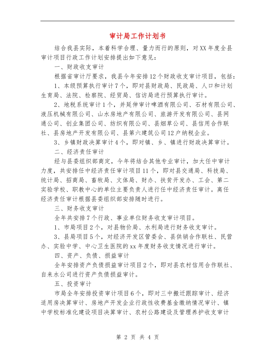 审计局工作计划书_第2页