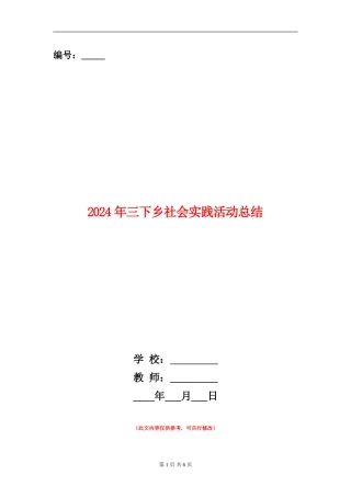 2024年三下乡社会实践活动总结