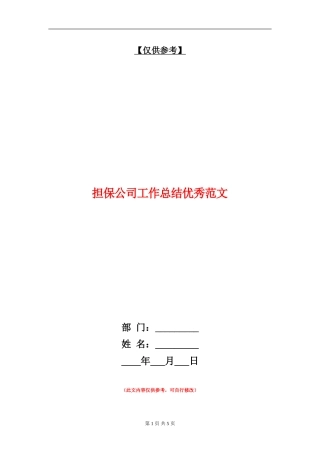 担保公司工作总结优秀范文