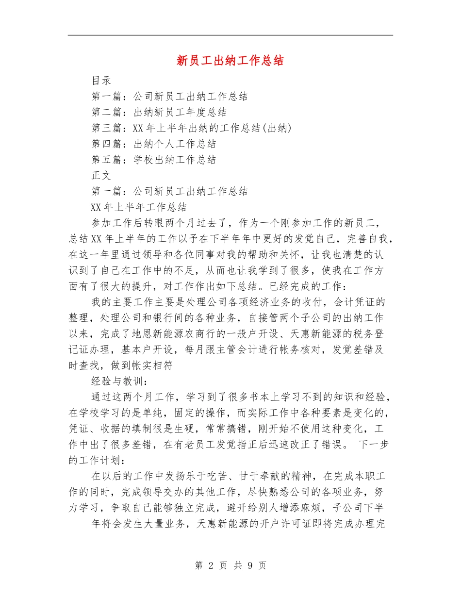 新员工出纳工作总结_第2页