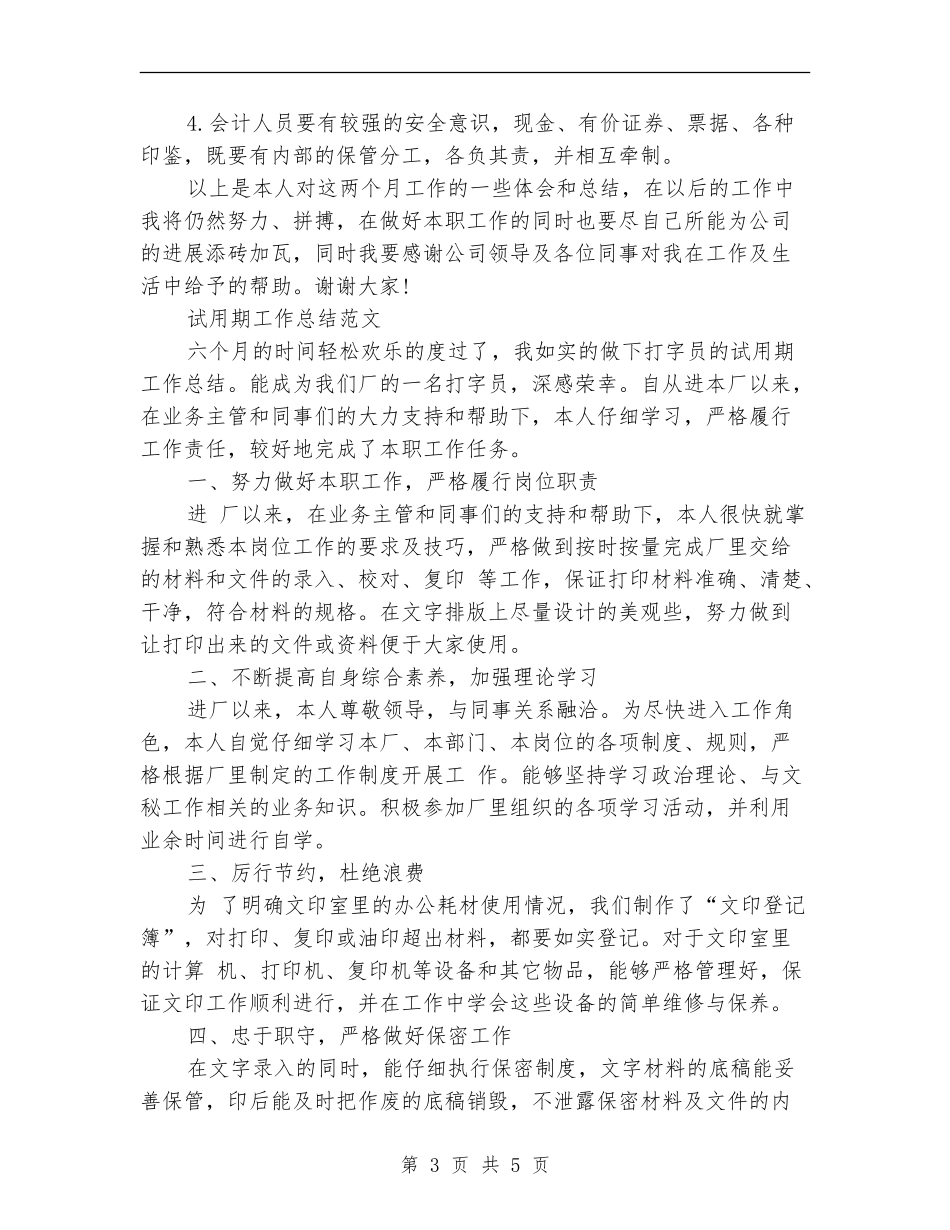 2024年1月财务会计试用期工作总结范文_第3页