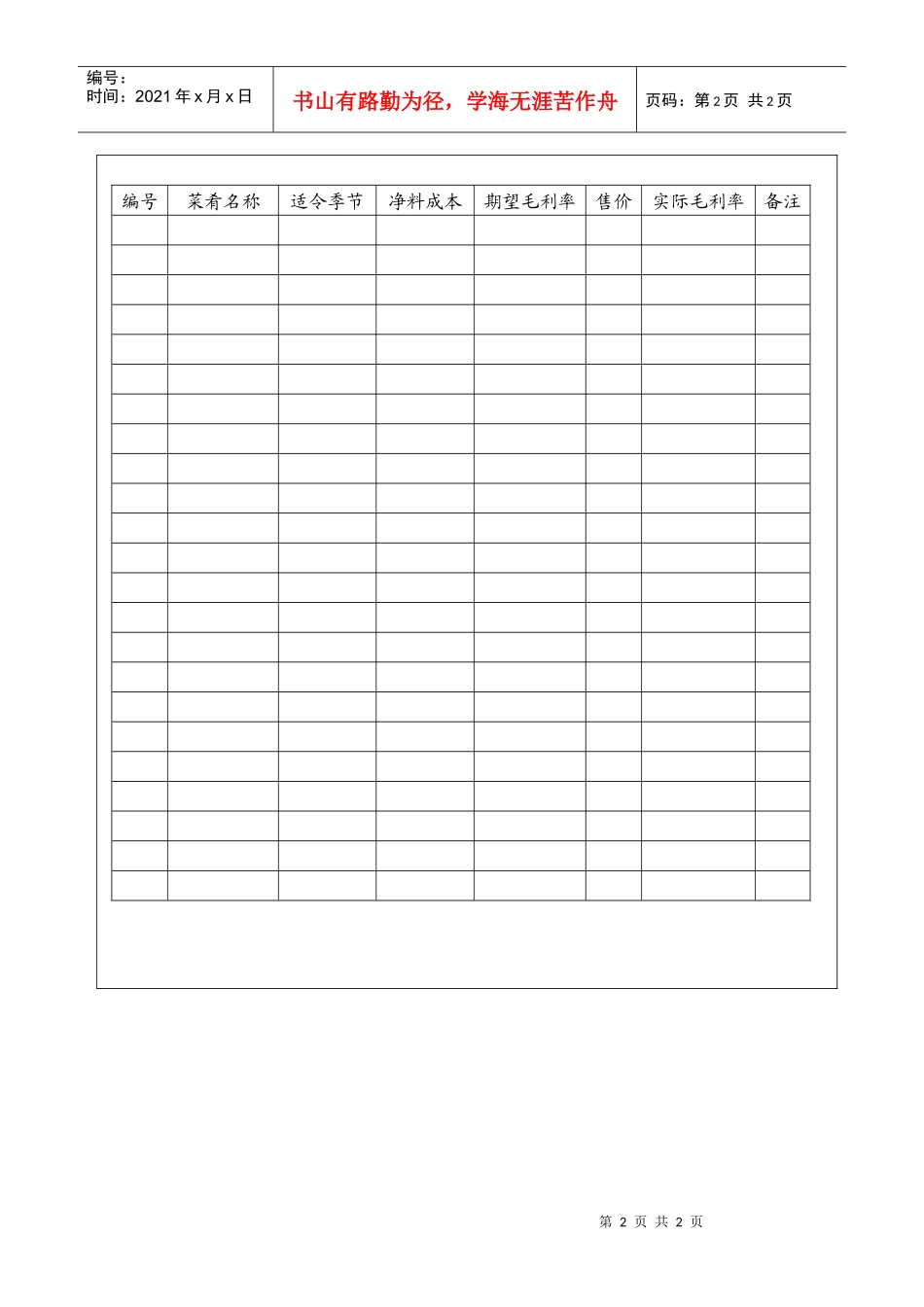菜单成本控制表_第2页