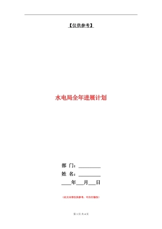 水电局全年发展计划