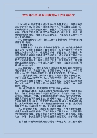 2017年公司年度贯标工作总结范文