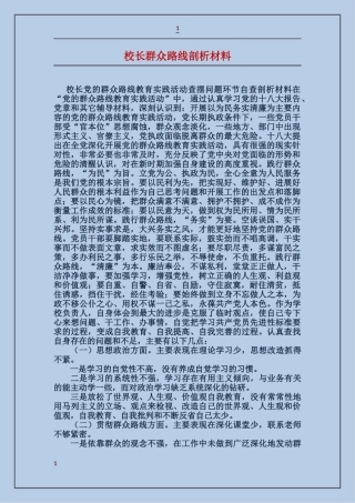 校长群众路线剖析材料