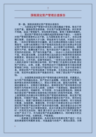 国税固定资产管理自查报告