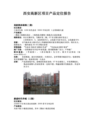 西安高新区项目产品定位报告