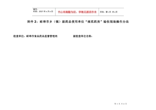 蚌埠市医疗机构药品质量管理现场检查操作办法（县级、乡镇级）