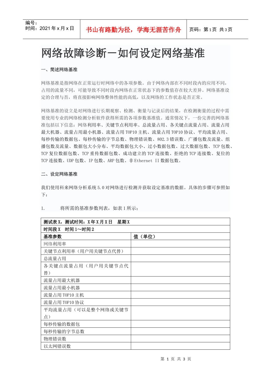 网络故障诊断-如何设定网络基准_第1页