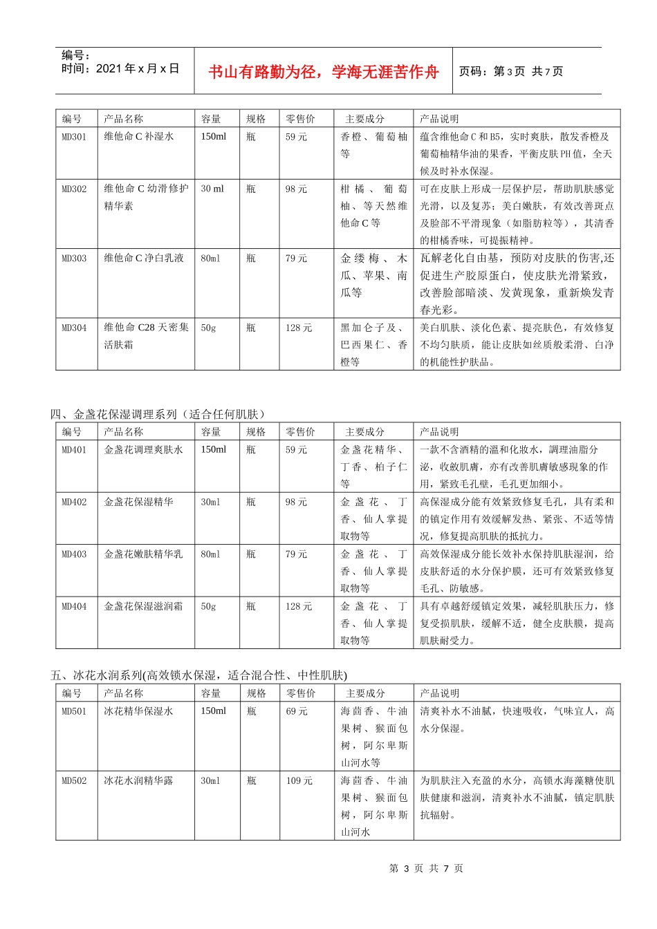 美道100自然元素产品价格表汇编_第3页