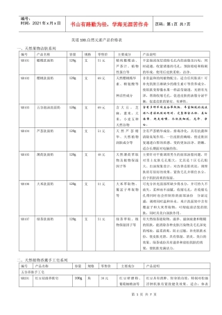 美道100自然元素产品价格表汇编