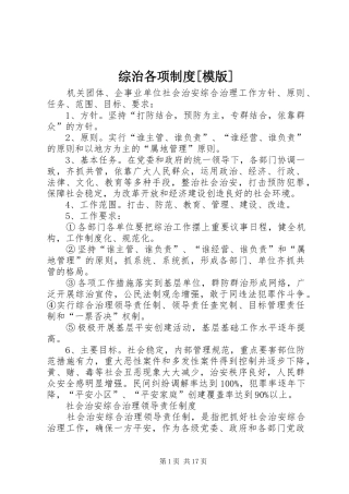 综治各项规章制度[模版] 