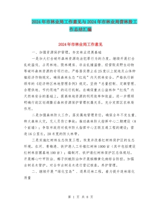 2024年市林业局工作意见与2024年市林业局营林股工作总结汇编