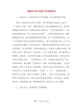 电视台2024年度工作总结范文
