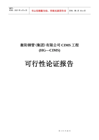 衡阳钢管集团CIMS工程可行性论证报告