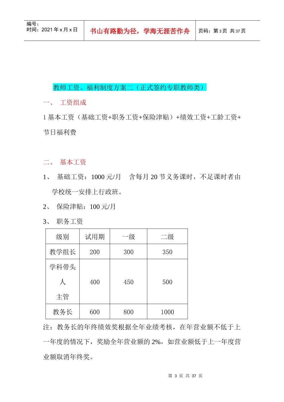 英语培训学校薪酬绩效管理手册_第3页