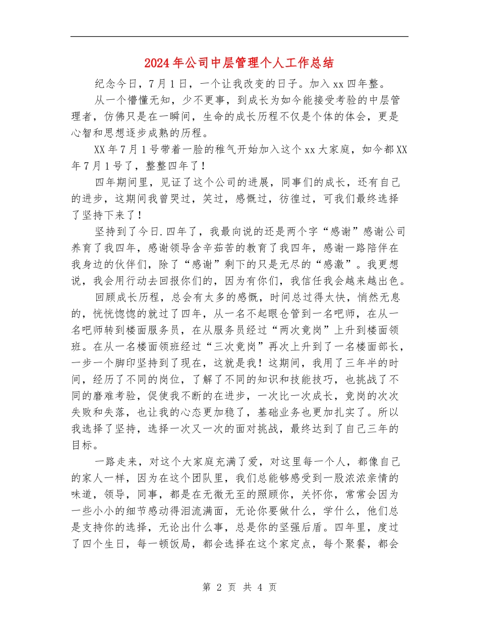 2024年公司中层管理个人工作总结_第2页