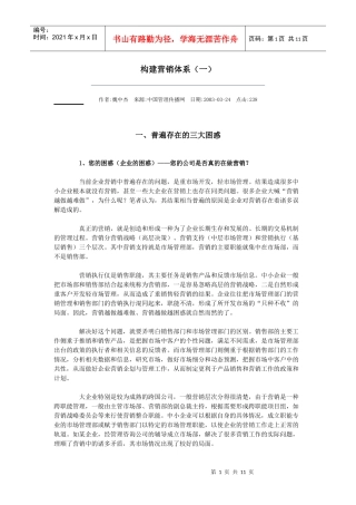 营销体系的构建与品牌塑造