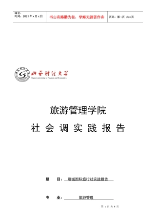 聊城国际旅行社实践报告范本