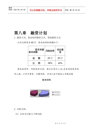 融资计划与风险分析