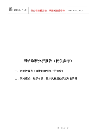 网站诊断分析报告样本