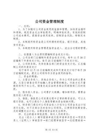 公司资金管理规章制度 