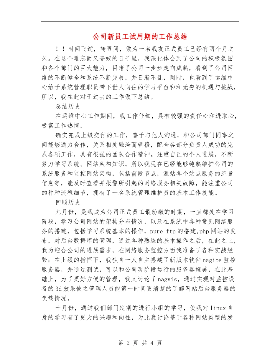 公司新员工试用期的工作总结_第2页
