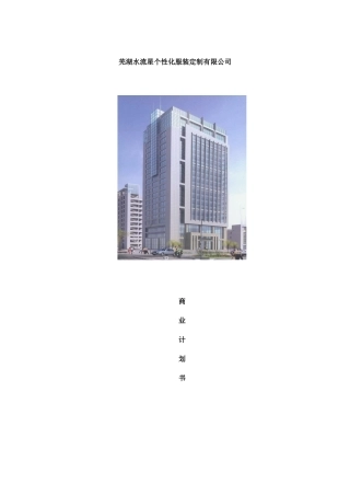 芜湖水流星个性化服装定制有限公司商业计划书