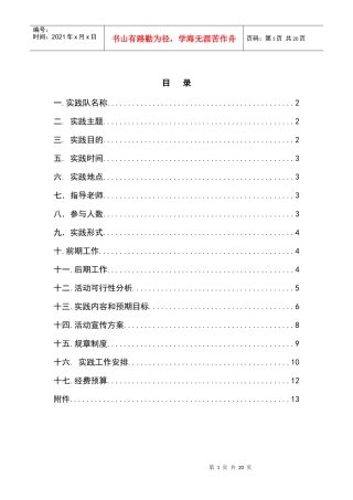 西北工业大学暑期社会实践策划书