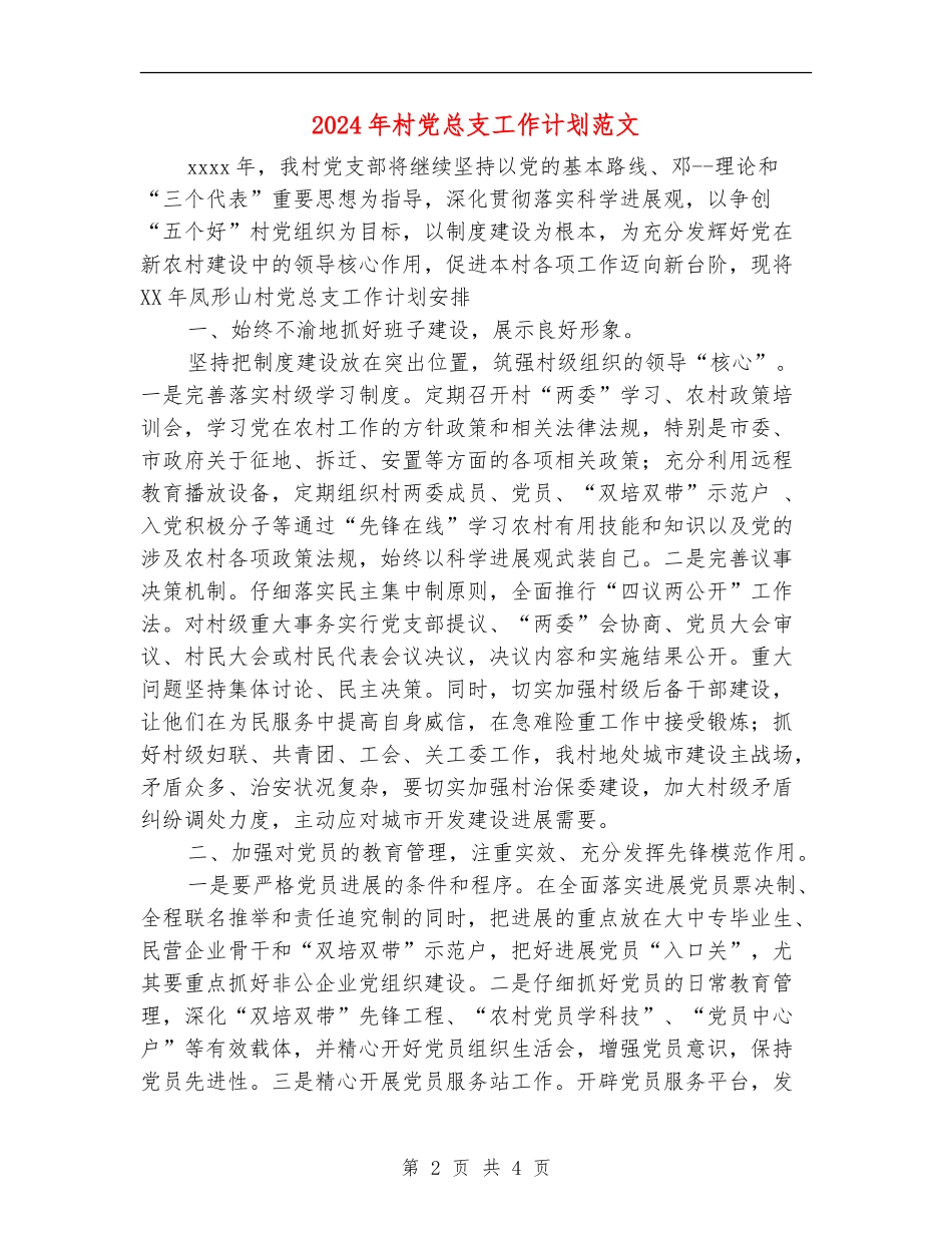 2024年村党总支工作计划范文_第2页