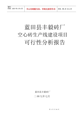 蓝田空心砖建设项目可行性研究报告(技术工艺)