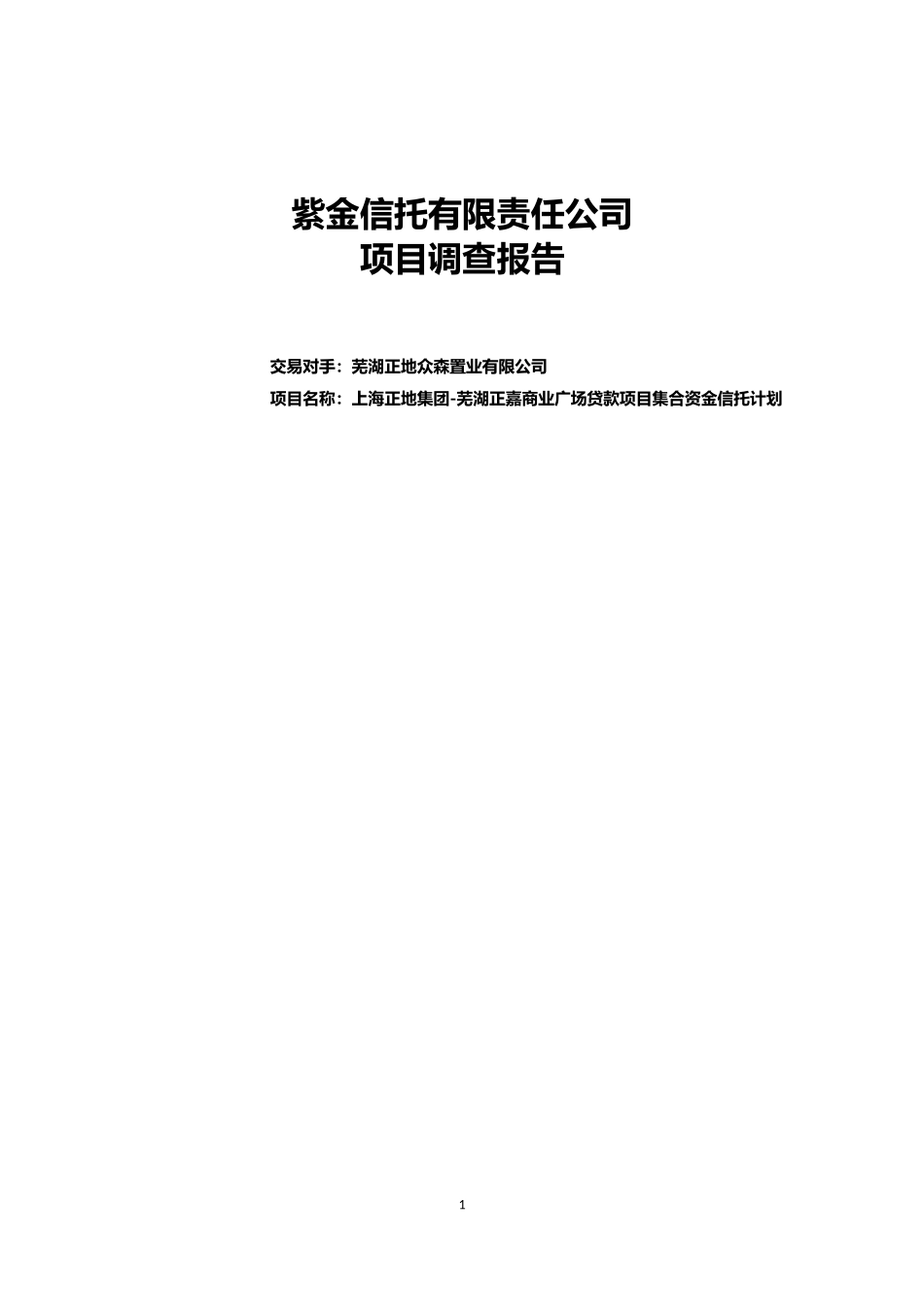 芜湖正地东城豪庭项目尽职调查报告-发行版_第1页